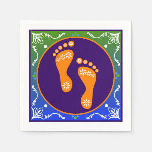 Färgfull Diwali Rangoli med avtryck Pappersservett