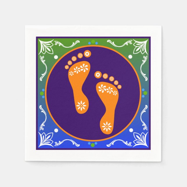 Färgfull Diwali Rangoli med avtryck Pappersservett (Framsidan)