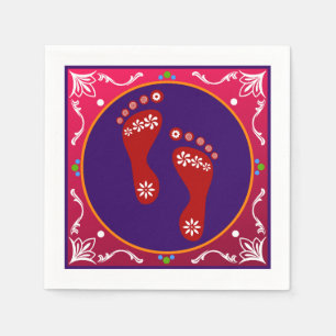 Färgfull Diwali Rangoli med avtryck Pappersservett