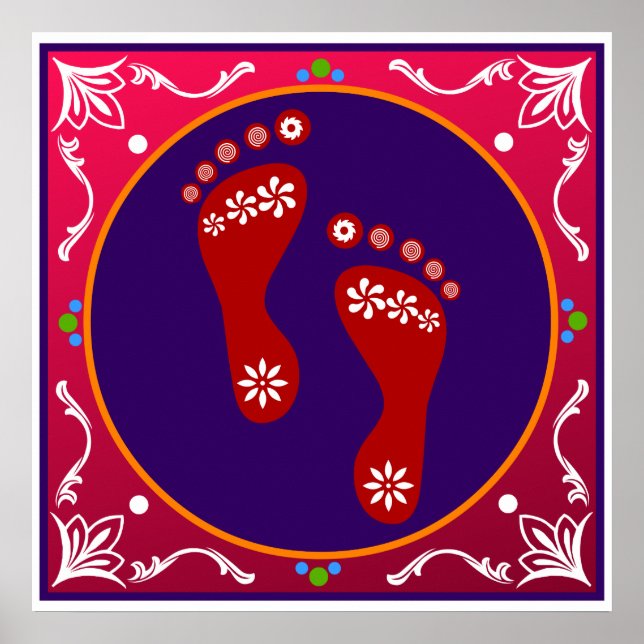 Färgfull Diwali Rangoli med avtryck Poster (Framsidan)