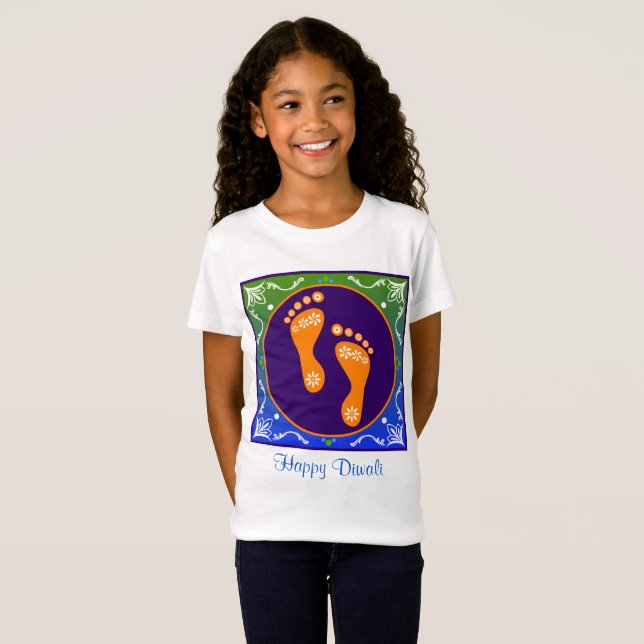 Färgfull Diwali Rangoli med avtryck T Shirt (Hel framsida)