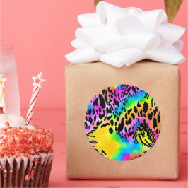 Färgfull djurutskrift Mönster Runt Klistermärke