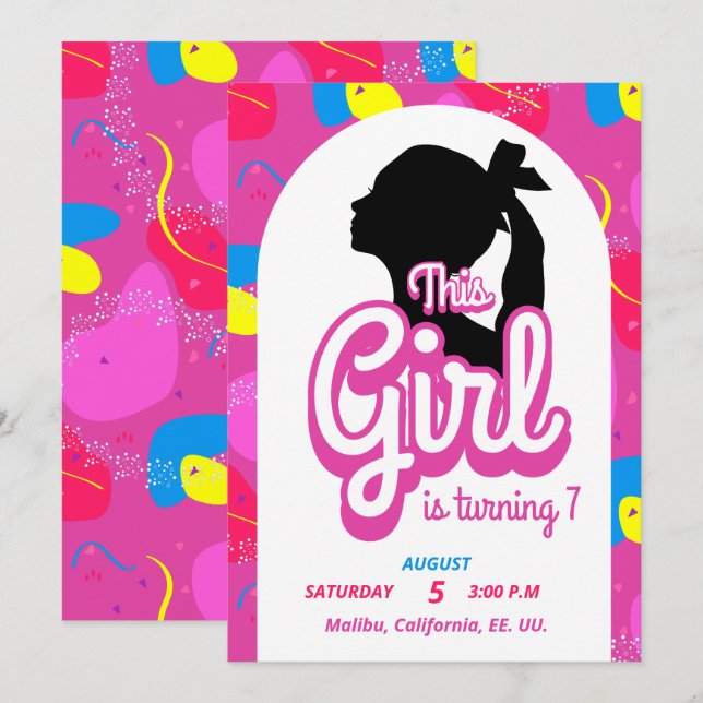 Färgfull doll inbjudan (Fram/baksida)