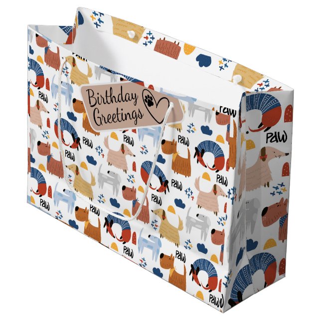 Färgfull doodle i tecknad hund sömlös mönster (Framsidan Vinklad)