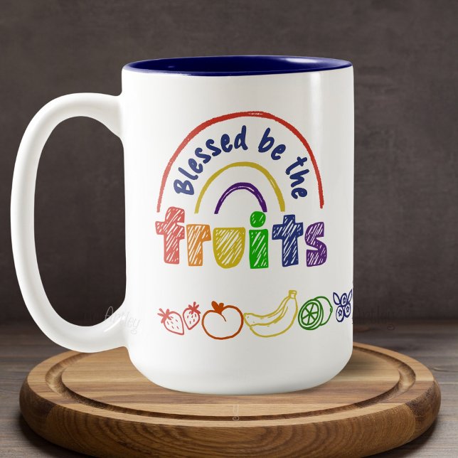 Färgfull Doodle Teckning Gay pride Rainbow Fruit Två-Tonad Mugg (Skapare uppladdad)