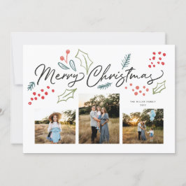 Färgfull doudles God jul Multi-Photo Julkort