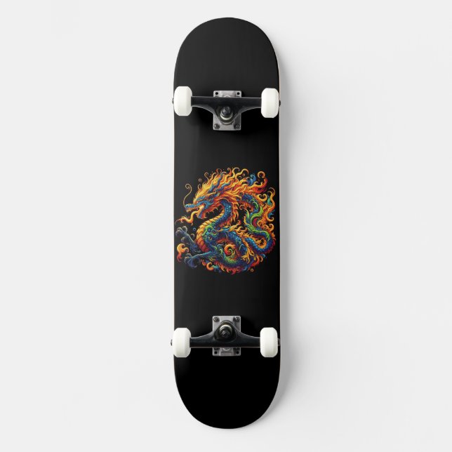 Färgfull dragon mini skateboard bräda 18,5 cm (Framsida)