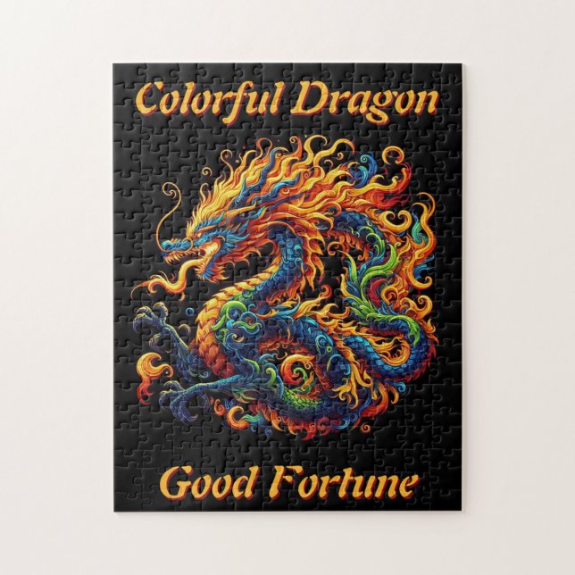 Färgfull dragon pussel (Vertikal)