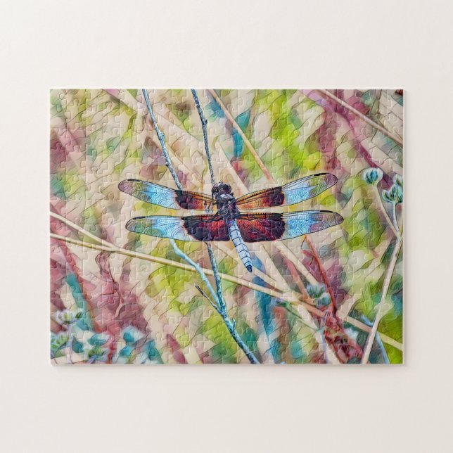 Färgfull Dragonfly Art Puzzle Pussel (Horisontell)