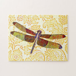 Färgfull Dragonfly Art Vintage Stil Puzzle Pussel