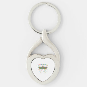 Färgfull dragonfly för att öka medvetenheten om au twisted heart silverfärgad nyckelring