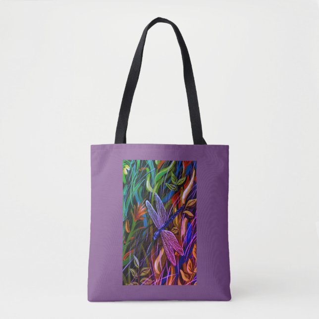 Färgfull Dragonfly Tote Bag Tygkasse (Framsida)