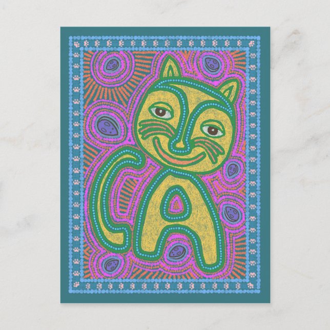 Färgfull Dreamland Cat Vykort (Framsida)