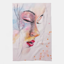 Färgfull Dreams Girl Kitchen Towel Painting