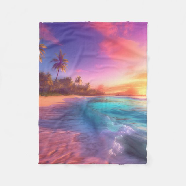 Färgfull Dreamy Beach Fleecefilt (Framsidan)