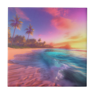 Färgfull Dreamy Beach Kakelplatta