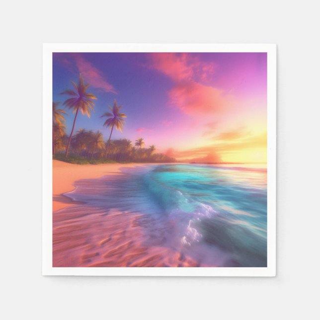 Färgfull Dreamy Beach Pappersservett (Framsidan)