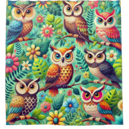 Färgfull duschdragardiner från uggla