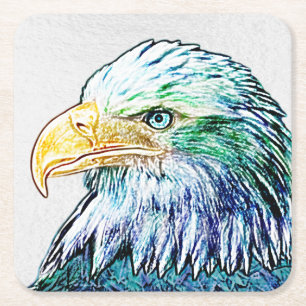 Färgfull Eagle-skiss Underlägg Papper Kvadrat