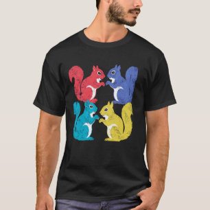 Färgfull ekorrekvartetten Distress Woodland Art T Shirt