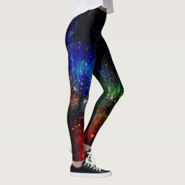 Färgfull eldgul natt leggings