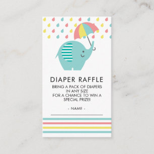 Färgfull elefant-babyskor Diaper Raffle Biljett Tilläggskort