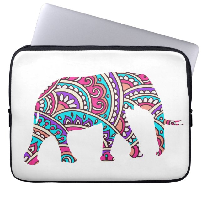 Färgfull elefant laptop sleeve (Framsidan)