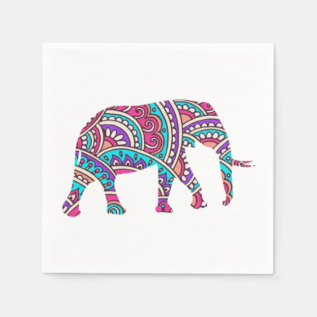Färgfull elefant pappersservett (Framsidan)