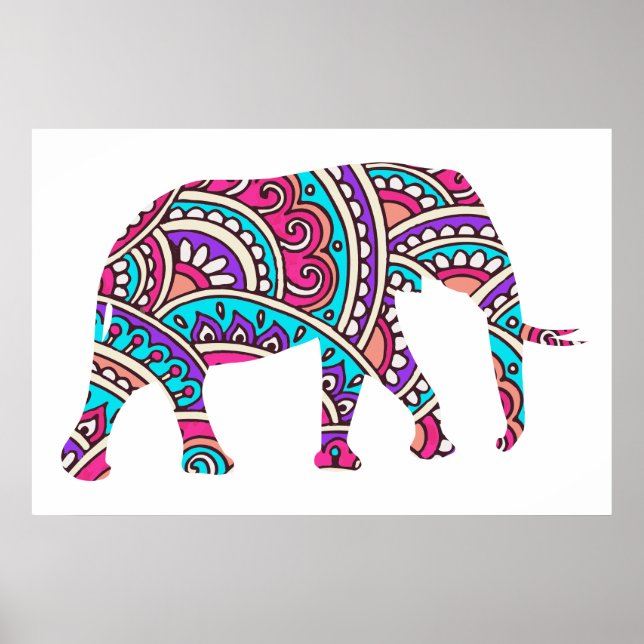 Färgfull elefant poster (Framsidan)
