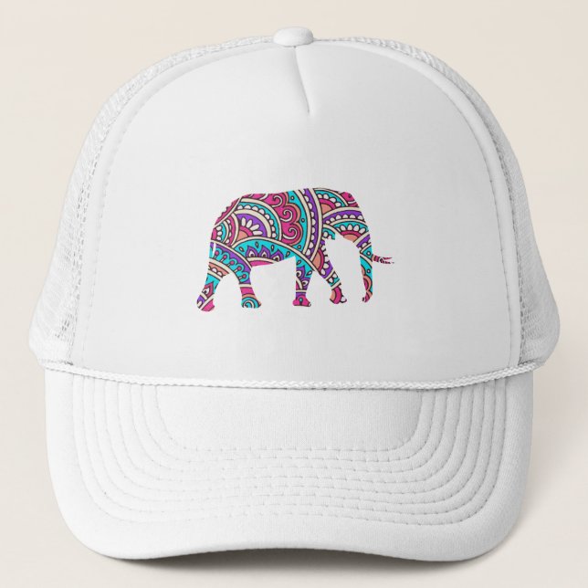 Färgfull elefant truckerkeps (Framsida)