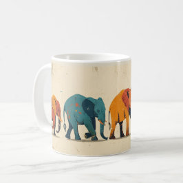 Färgfull elefant-Vintage Kaffemugg