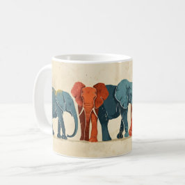 Färgfull elefant-Vintage Kaffemugg