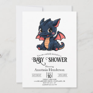 Färgfull Elegant Digital Dragon Baby Shower Inbjudningar