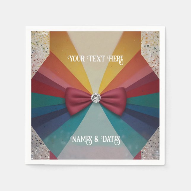 Färgfull Elegant Regbow Bröllop Pappersservett (Framsidan)