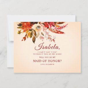 Färgfull Elegant Rustic Fall Blommigt Maid of hono Vykort