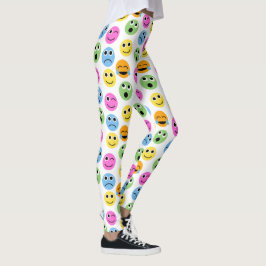 Färgfull Emojis Emoticon Ansikte mönstrad utskrift Leggings