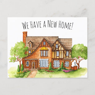 Färgfull engelsk text Byte av vykort för Adress