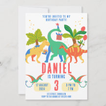 Färgfull enkel illustration Dinosaur Birthday