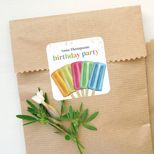 Färgfull enkel popsicles Cute Summer Fyrkantigt Klistermärke