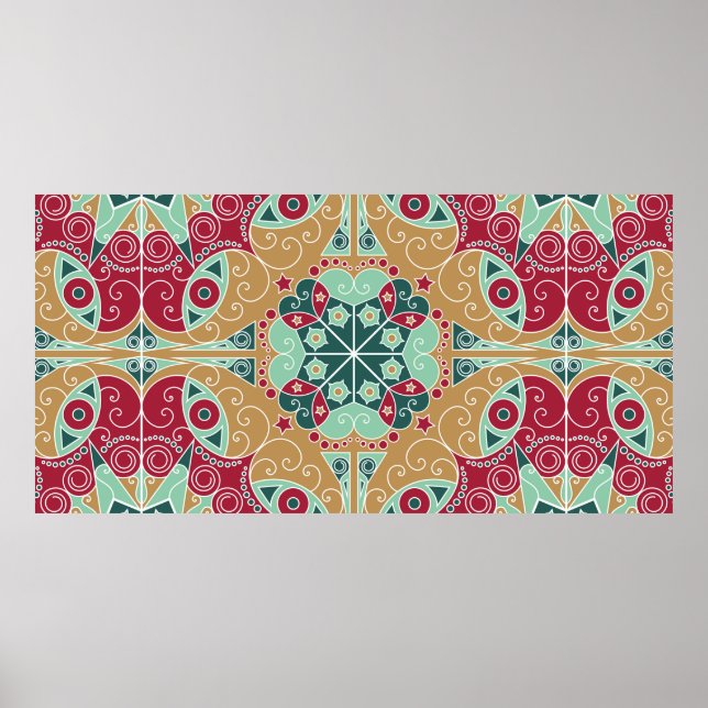 Färgfull etnisk mönstrad bakgrund. Arabesque vi Poster (Framsidan)