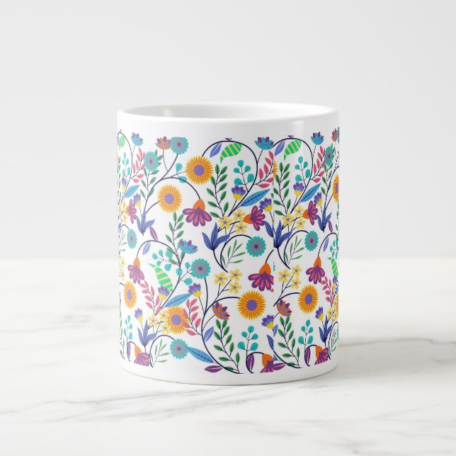 Färgfull exotisk Blommigt Bakgrund Mönster-23145 Jumbo Mugg (Framsidan)