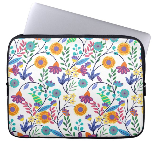 Färgfull exotisk Blommigt Bakgrund Mönster-23145 Laptop Fodral (Framsidan)