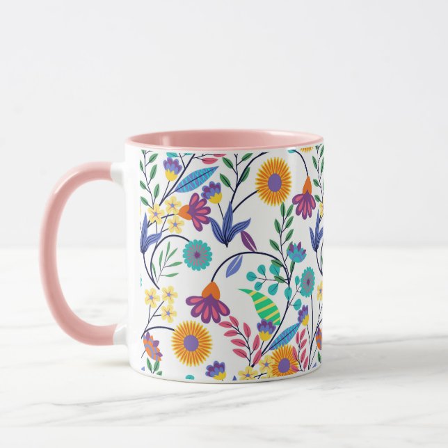 Färgfull exotisk Blommigt Bakgrund Mönster-23145 Mugg (Vänster)
