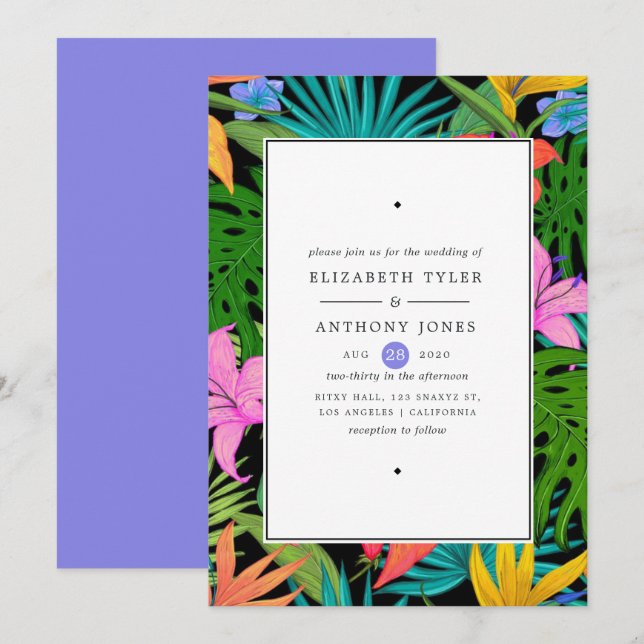 Färgfull exotisk tropisk Bröllop Inbjudningar (Fram/baksida)
