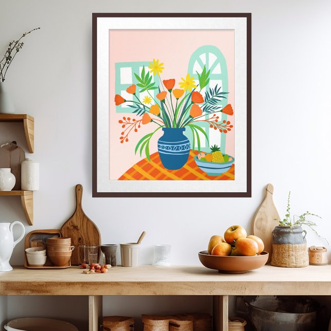 Färgfull Exuberant Blommigt Bouquet Illustration A Poster (Colorful Exuberant Floral Bouquet Illustration Art Poster
Watercolor Artwork
)