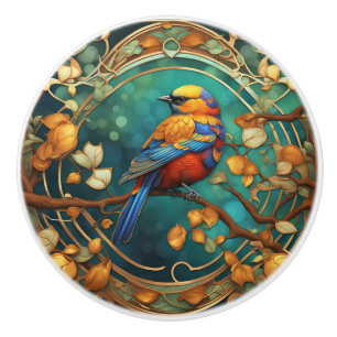 Färgfull fågel Art nouveau Art Deco Multifärgad Knopp