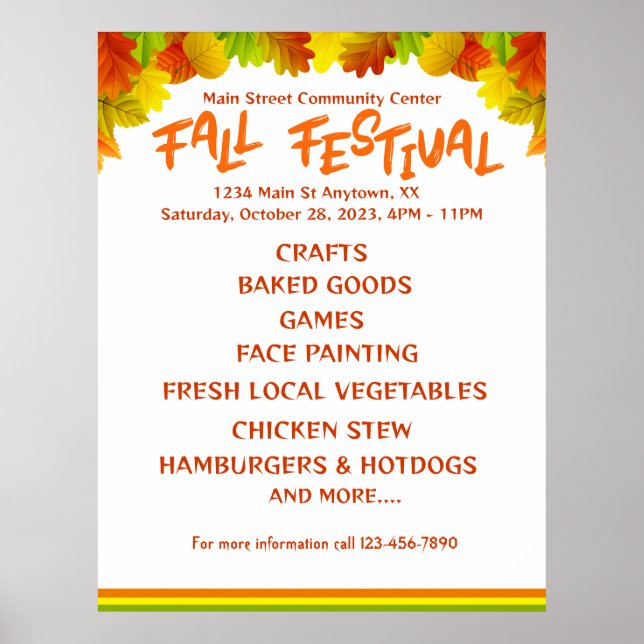 Färgfull FAll FESTIVAL Poster (Framsidan)