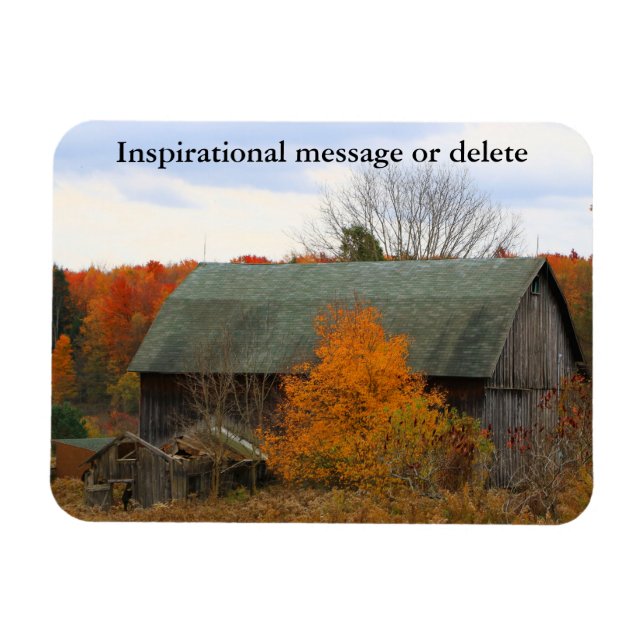Färgfull Fall Foliage Old Farmyard Barn Magnet (Horisontell)