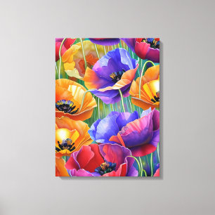 Färgfull Fält i Kanvastrycket Poppies Art Canvastryck