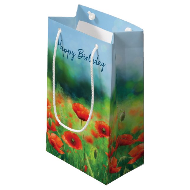 Färgfull Fält med poppies Small Gift Bag (Framsidan Vinklad)
